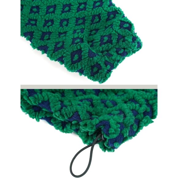 Women Dark green Cropped Sherpa Fleece Plaid Jacket Chunky Outerwear - Picture 7 of 7